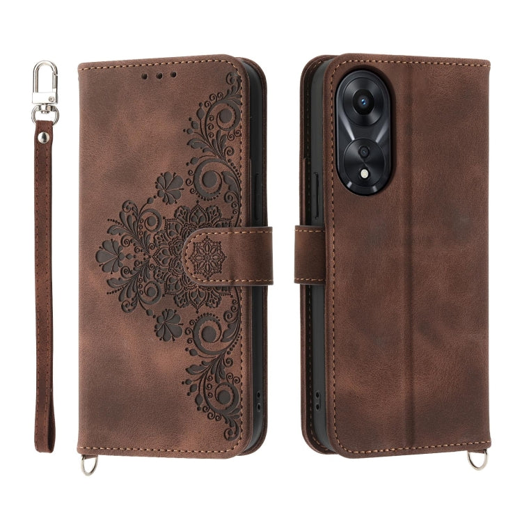 Skin Feel Flowers Embossed Wallet Leather Phone Case, For OPPO A5 PRO 5G Global, For OPPO Reno13 F 4G / 5G, For OPPO A3 4G / 5G / A3X 4G / 5G India, For OPPO Reno12 F 4G / 5G / F27 India, For OPPO A3 Pro 5G, For OPPO Reno11 F, For OPPO Reno11 Pro������...