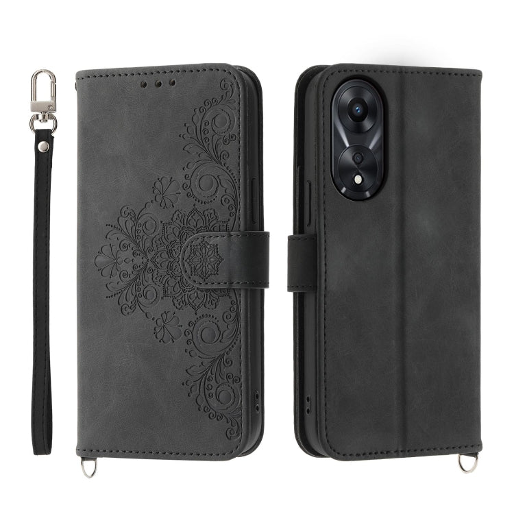 Skin Feel Flowers Embossed Wallet Leather Phone Case, For OPPO A5 PRO 5G Global, For OPPO Reno13 F 4G / 5G, For OPPO A3 4G / 5G / A3X 4G / 5G India, For OPPO Reno12 F 4G / 5G / F27 India, For OPPO A3 Pro 5G, For OPPO Reno11 F, For OPPO Reno11 Pro������...