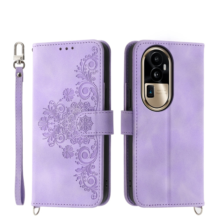 Skin Feel Flowers Embossed Wallet Leather Phone Case, For OPPO A5 PRO 5G Global, For OPPO Reno13 F 4G / 5G, For OPPO A3 4G / 5G / A3X 4G / 5G India, For OPPO Reno12 F 4G / 5G / F27 India, For OPPO A3 Pro 5G, For OPPO Reno11 F, For OPPO Reno11 Pro������...