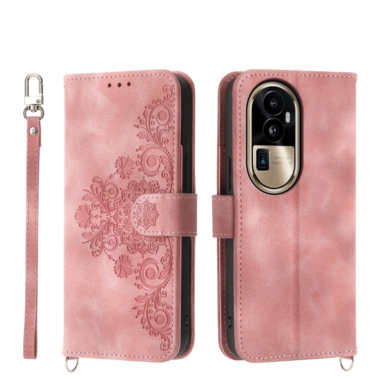 Skin Feel Flowers Embossed Wallet Leather Phone Case, For OPPO A5 PRO 5G Global, For OPPO Reno13 F 4G / 5G, For OPPO A3 4G / 5G / A3X 4G / 5G India, For OPPO Reno12 F 4G / 5G / F27 India, For OPPO A3 Pro 5G, For OPPO Reno11 F, For OPPO Reno11 Pro������...
