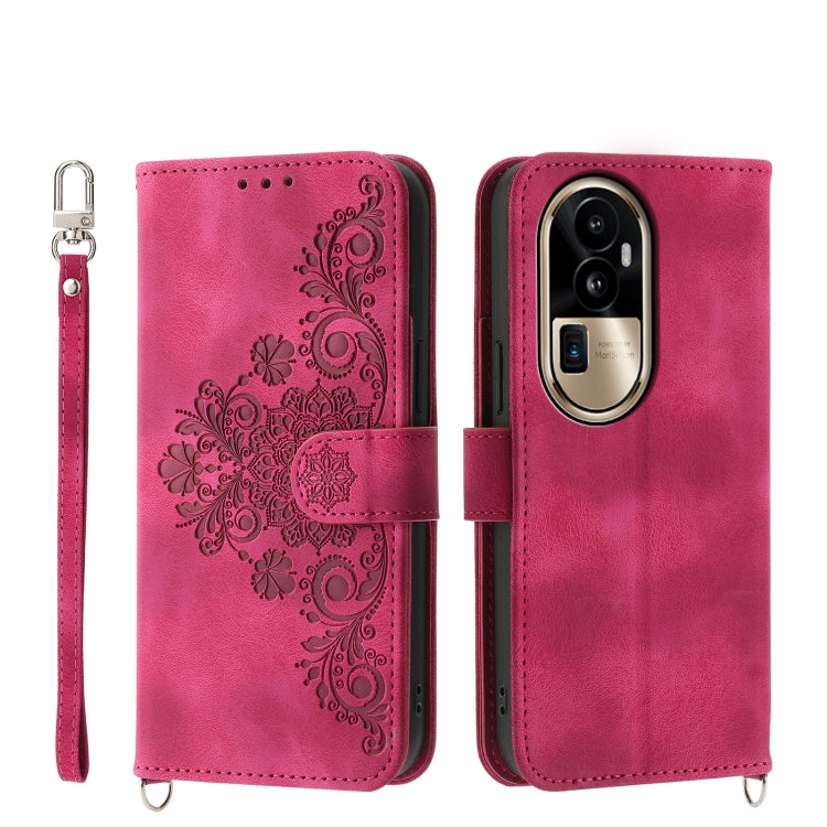 Skin Feel Flowers Embossed Wallet Leather Phone Case, For OPPO A5 PRO 5G Global, For OPPO Reno13 F 4G / 5G, For OPPO A3 4G / 5G / A3X 4G / 5G India, For OPPO Reno12 F 4G / 5G / F27 India, For OPPO A3 Pro 5G, For OPPO Reno11 F, For OPPO Reno11 Pro������...