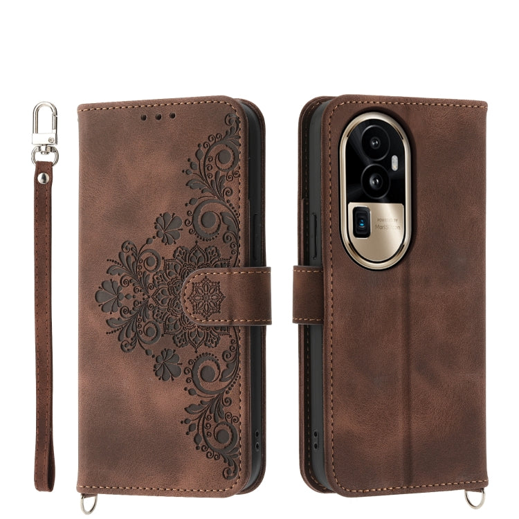 Skin Feel Flowers Embossed Wallet Leather Phone Case, For OPPO A5 PRO 5G Global, For OPPO Reno13 F 4G / 5G, For OPPO A3 4G / 5G / A3X 4G / 5G India, For OPPO Reno12 F 4G / 5G / F27 India, For OPPO A3 Pro 5G, For OPPO Reno11 F, For OPPO Reno11 Pro������...