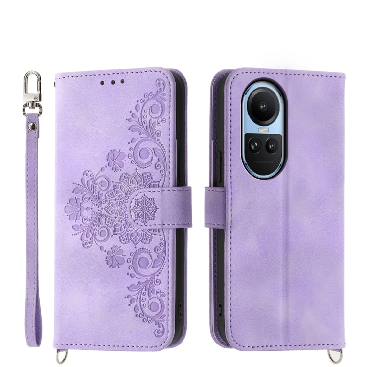Skin Feel Flowers Embossed Wallet Leather Phone Case, For OPPO A5 PRO 5G Global, For OPPO Reno13 F 4G / 5G, For OPPO A3 4G / 5G / A3X 4G / 5G India, For OPPO Reno12 F 4G / 5G / F27 India, For OPPO A3 Pro 5G, For OPPO Reno11 F, For OPPO Reno11 Pro������...