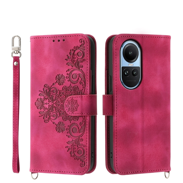 Skin Feel Flowers Embossed Wallet Leather Phone Case, For OPPO A5 PRO 5G Global, For OPPO Reno13 F 4G / 5G, For OPPO A3 4G / 5G / A3X 4G / 5G India, For OPPO Reno12 F 4G / 5G / F27 India, For OPPO A3 Pro 5G, For OPPO Reno11 F, For OPPO Reno11 Pro������...