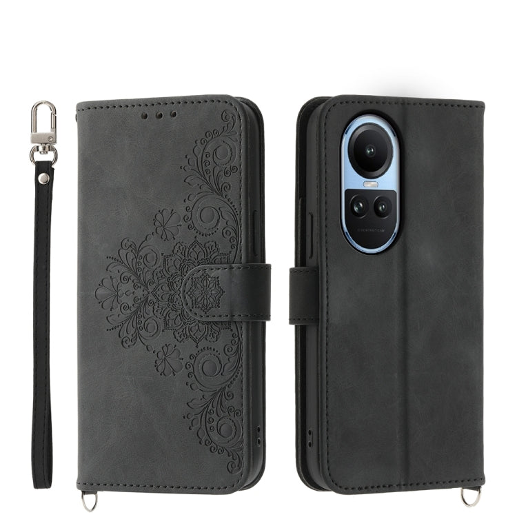 Skin Feel Flowers Embossed Wallet Leather Phone Case, For OPPO A5 PRO 5G Global, For OPPO Reno13 F 4G / 5G, For OPPO A3 4G / 5G / A3X 4G / 5G India, For OPPO Reno12 F 4G / 5G / F27 India, For OPPO A3 Pro 5G, For OPPO Reno11 F, For OPPO Reno11 Pro������...