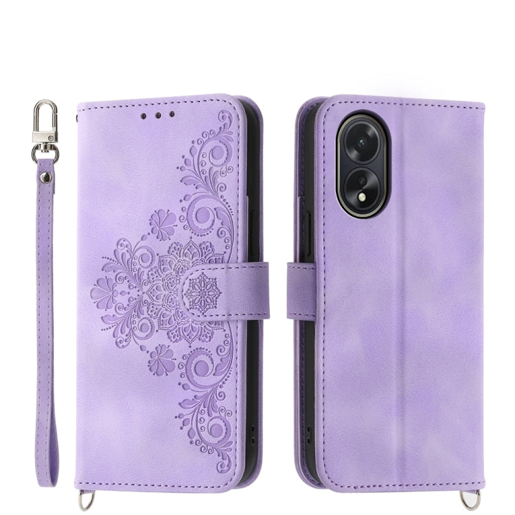 Skin Feel Flowers Embossed Wallet Leather Phone Case, For OPPO A5 PRO 5G Global, For OPPO Reno13 F 4G / 5G, For OPPO A3 4G / 5G / A3X 4G / 5G India, For OPPO Reno12 F 4G / 5G / F27 India, For OPPO A3 Pro 5G, For OPPO Reno11 F, For OPPO Reno11 Pro������...