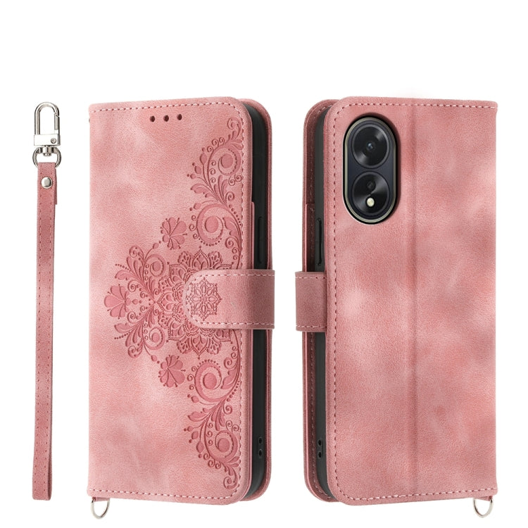 Skin Feel Flowers Embossed Wallet Leather Phone Case, For OPPO A5 PRO 5G Global, For OPPO Reno13 F 4G / 5G, For OPPO A3 4G / 5G / A3X 4G / 5G India, For OPPO Reno12 F 4G / 5G / F27 India, For OPPO A3 Pro 5G, For OPPO Reno11 F, For OPPO Reno11 Pro������...