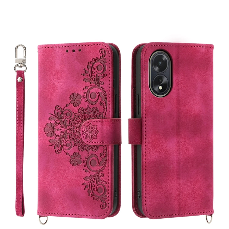 Skin Feel Flowers Embossed Wallet Leather Phone Case, For OPPO A5 PRO 5G Global, For OPPO Reno13 F 4G / 5G, For OPPO A3 4G / 5G / A3X 4G / 5G India, For OPPO Reno12 F 4G / 5G / F27 India, For OPPO A3 Pro 5G, For OPPO Reno11 F, For OPPO Reno11 Pro������...