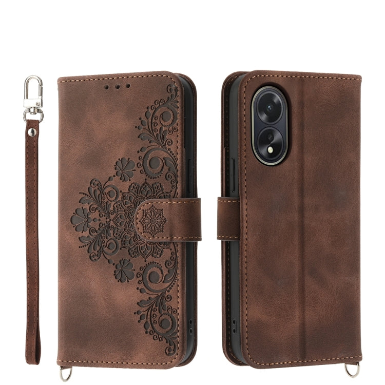 Skin Feel Flowers Embossed Wallet Leather Phone Case, For OPPO A5 PRO 5G Global, For OPPO Reno13 F 4G / 5G, For OPPO A3 4G / 5G / A3X 4G / 5G India, For OPPO Reno12 F 4G / 5G / F27 India, For OPPO A3 Pro 5G, For OPPO Reno11 F, For OPPO Reno11 Pro������...