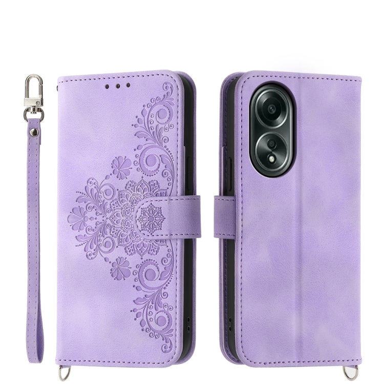 Skin Feel Flowers Embossed Wallet Leather Phone Case, For OPPO A5 PRO 5G Global, For OPPO Reno13 F 4G / 5G, For OPPO A3 4G / 5G / A3X 4G / 5G India, For OPPO Reno12 F 4G / 5G / F27 India, For OPPO A3 Pro 5G, For OPPO Reno11 F, For OPPO Reno11 Pro������...