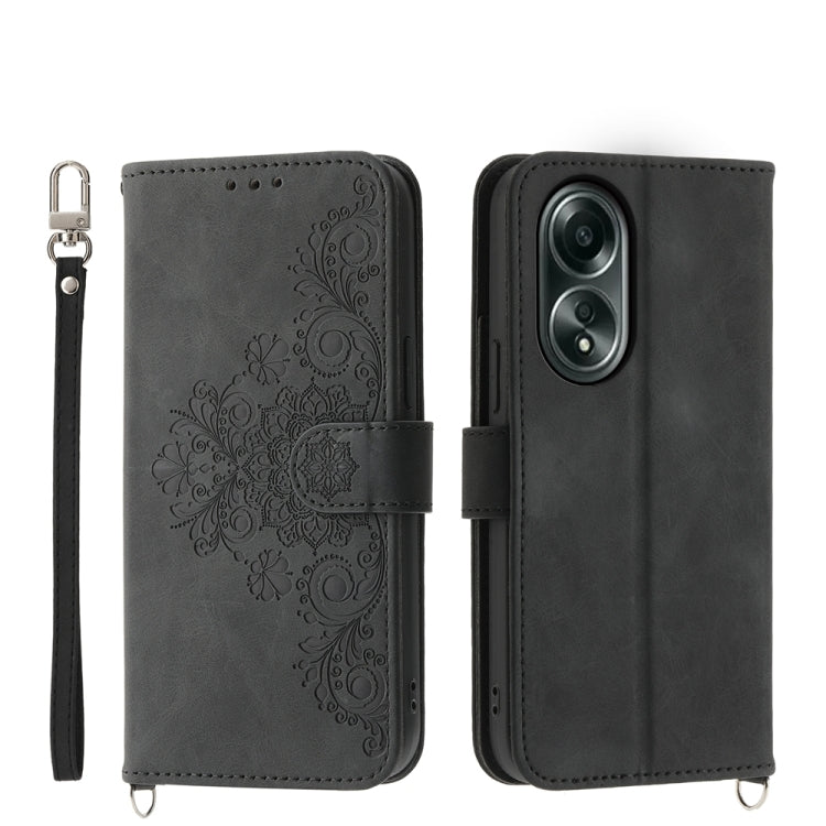 Skin Feel Flowers Embossed Wallet Leather Phone Case, For OPPO A5 PRO 5G Global, For OPPO Reno13 F 4G / 5G, For OPPO A3 4G / 5G / A3X 4G / 5G India, For OPPO Reno12 F 4G / 5G / F27 India, For OPPO A3 Pro 5G, For OPPO Reno11 F, For OPPO Reno11 Pro������...