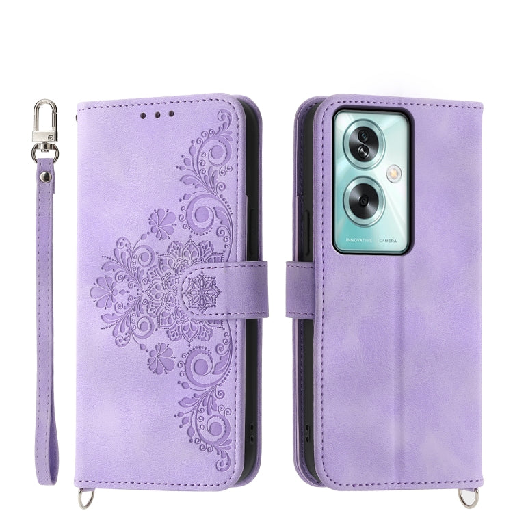 Skin Feel Flowers Embossed Wallet Leather Phone Case, For OPPO A5 PRO 5G Global, For OPPO Reno13 F 4G / 5G, For OPPO A3 4G / 5G / A3X 4G / 5G India, For OPPO Reno12 F 4G / 5G / F27 India, For OPPO A3 Pro 5G, For OPPO Reno11 F, For OPPO Reno11 Pro������...