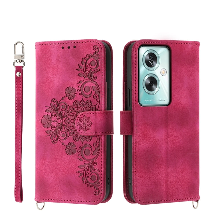 Skin Feel Flowers Embossed Wallet Leather Phone Case, For OPPO A5 PRO 5G Global, For OPPO Reno13 F 4G / 5G, For OPPO A3 4G / 5G / A3X 4G / 5G India, For OPPO Reno12 F 4G / 5G / F27 India, For OPPO A3 Pro 5G, For OPPO Reno11 F, For OPPO Reno11 Pro������...