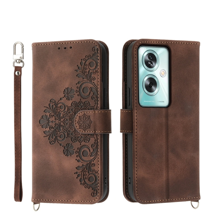 Skin Feel Flowers Embossed Wallet Leather Phone Case, For OPPO A5 PRO 5G Global, For OPPO Reno13 F 4G / 5G, For OPPO A3 4G / 5G / A3X 4G / 5G India, For OPPO Reno12 F 4G / 5G / F27 India, For OPPO A3 Pro 5G, For OPPO Reno11 F, For OPPO Reno11 Pro������...
