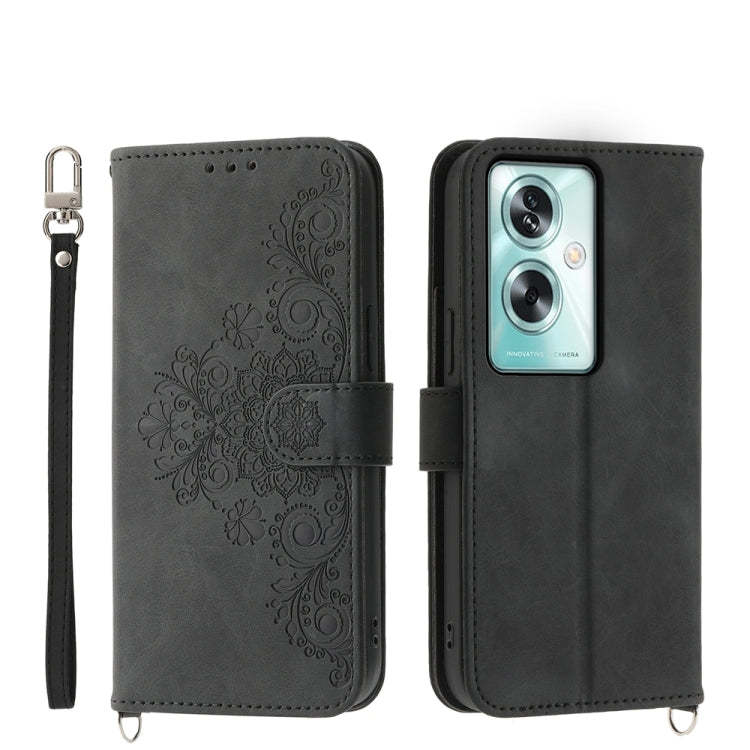 Skin Feel Flowers Embossed Wallet Leather Phone Case, For OPPO A5 PRO 5G Global, For OPPO Reno13 F 4G / 5G, For OPPO A3 4G / 5G / A3X 4G / 5G India, For OPPO Reno12 F 4G / 5G / F27 India, For OPPO A3 Pro 5G, For OPPO Reno11 F, For OPPO Reno11 Pro������...