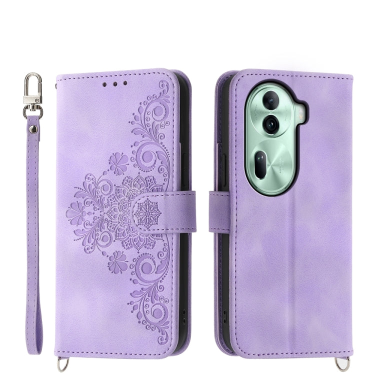 Skin Feel Flowers Embossed Wallet Leather Phone Case, For OPPO A5 PRO 5G Global, For OPPO Reno13 F 4G / 5G, For OPPO A3 4G / 5G / A3X 4G / 5G India, For OPPO Reno12 F 4G / 5G / F27 India, For OPPO A3 Pro 5G, For OPPO Reno11 F, For OPPO Reno11 Pro������...