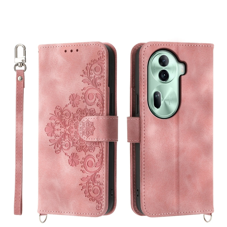 Skin Feel Flowers Embossed Wallet Leather Phone Case, For OPPO A5 PRO 5G Global, For OPPO Reno13 F 4G / 5G, For OPPO A3 4G / 5G / A3X 4G / 5G India, For OPPO Reno12 F 4G / 5G / F27 India, For OPPO A3 Pro 5G, For OPPO Reno11 F, For OPPO Reno11 Pro������...