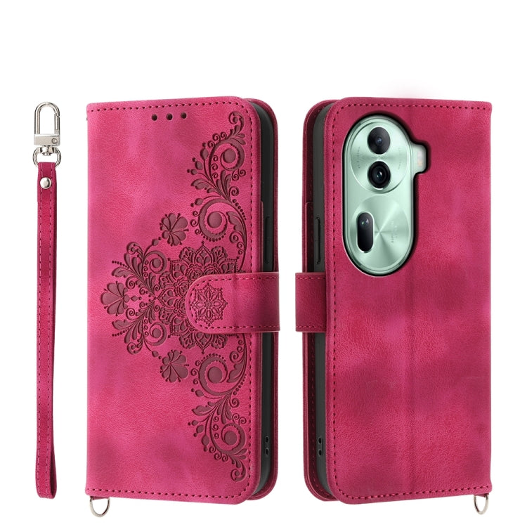 Skin Feel Flowers Embossed Wallet Leather Phone Case, For OPPO A5 PRO 5G Global, For OPPO Reno13 F 4G / 5G, For OPPO A3 4G / 5G / A3X 4G / 5G India, For OPPO Reno12 F 4G / 5G / F27 India, For OPPO A3 Pro 5G, For OPPO Reno11 F, For OPPO Reno11 Pro������...