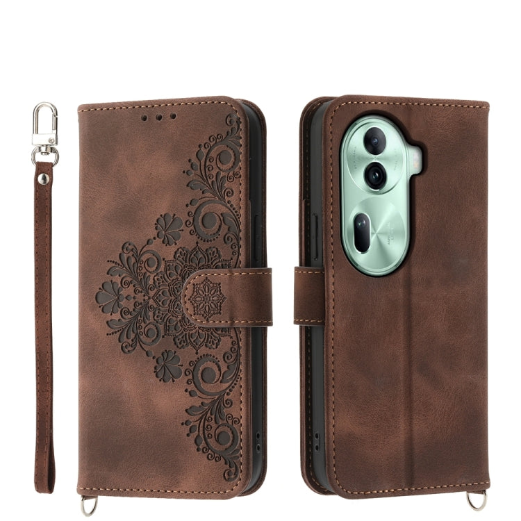 Skin Feel Flowers Embossed Wallet Leather Phone Case, For OPPO A5 PRO 5G Global, For OPPO Reno13 F 4G / 5G, For OPPO A3 4G / 5G / A3X 4G / 5G India, For OPPO Reno12 F 4G / 5G / F27 India, For OPPO A3 Pro 5G, For OPPO Reno11 F, For OPPO Reno11 Pro������...