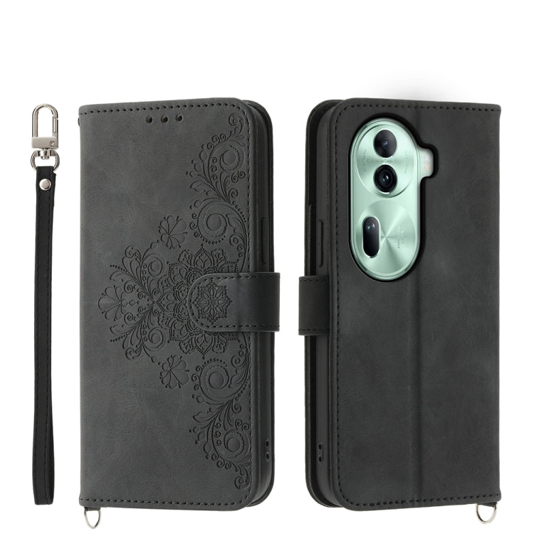 Skin Feel Flowers Embossed Wallet Leather Phone Case, For OPPO A5 PRO 5G Global, For OPPO Reno13 F 4G / 5G, For OPPO A3 4G / 5G / A3X 4G / 5G India, For OPPO Reno12 F 4G / 5G / F27 India, For OPPO A3 Pro 5G, For OPPO Reno11 F, For OPPO Reno11 Pro������...