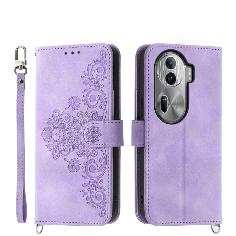 Skin Feel Flowers Embossed Wallet Leather Phone Case, For OPPO A5 PRO 5G Global, For OPPO Reno13 F 4G / 5G, For OPPO A3 4G / 5G / A3X 4G / 5G India, For OPPO Reno12 F 4G / 5G / F27 India, For OPPO A3 Pro 5G, For OPPO Reno11 F, For OPPO Reno11 Pro������...
