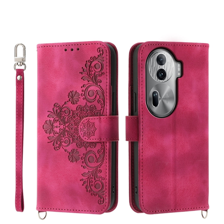 Skin Feel Flowers Embossed Wallet Leather Phone Case, For OPPO A5 PRO 5G Global, For OPPO Reno13 F 4G / 5G, For OPPO A3 4G / 5G / A3X 4G / 5G India, For OPPO Reno12 F 4G / 5G / F27 India, For OPPO A3 Pro 5G, For OPPO Reno11 F, For OPPO Reno11 Pro������...