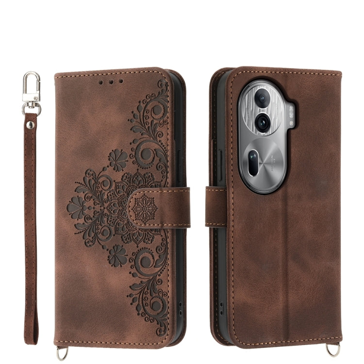Skin Feel Flowers Embossed Wallet Leather Phone Case, For OPPO A5 PRO 5G Global, For OPPO Reno13 F 4G / 5G, For OPPO A3 4G / 5G / A3X 4G / 5G India, For OPPO Reno12 F 4G / 5G / F27 India, For OPPO A3 Pro 5G, For OPPO Reno11 F, For OPPO Reno11 Pro������...