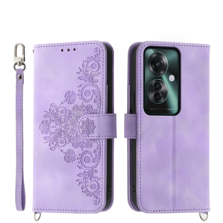 Skin Feel Flowers Embossed Wallet Leather Phone Case, For OPPO A5 PRO 5G Global, For OPPO Reno13 F 4G / 5G, For OPPO A3 4G / 5G / A3X 4G / 5G India, For OPPO Reno12 F 4G / 5G / F27 India, For OPPO A3 Pro 5G, For OPPO Reno11 F, For OPPO Reno11 Pro������...