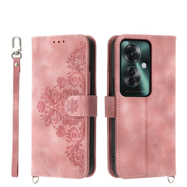 Skin Feel Flowers Embossed Wallet Leather Phone Case, For OPPO A5 PRO 5G Global, For OPPO Reno13 F 4G / 5G, For OPPO A3 4G / 5G / A3X 4G / 5G India, For OPPO Reno12 F 4G / 5G / F27 India, For OPPO A3 Pro 5G, For OPPO Reno11 F, For OPPO Reno11 Pro������...