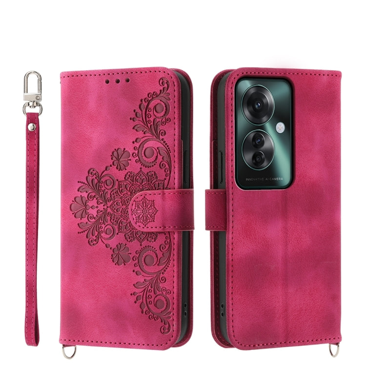 Skin Feel Flowers Embossed Wallet Leather Phone Case, For OPPO A5 PRO 5G Global, For OPPO Reno13 F 4G / 5G, For OPPO A3 4G / 5G / A3X 4G / 5G India, For OPPO Reno12 F 4G / 5G / F27 India, For OPPO A3 Pro 5G, For OPPO Reno11 F, For OPPO Reno11 Pro������...