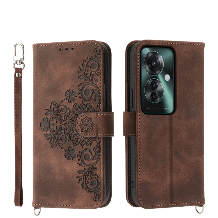Skin Feel Flowers Embossed Wallet Leather Phone Case, For OPPO A5 PRO 5G Global, For OPPO Reno13 F 4G / 5G, For OPPO A3 4G / 5G / A3X 4G / 5G India, For OPPO Reno12 F 4G / 5G / F27 India, For OPPO A3 Pro 5G, For OPPO Reno11 F, For OPPO Reno11 Pro������...