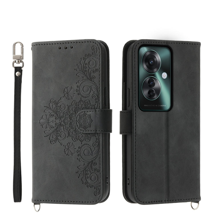 Skin Feel Flowers Embossed Wallet Leather Phone Case, For OPPO A5 PRO 5G Global, For OPPO Reno13 F 4G / 5G, For OPPO A3 4G / 5G / A3X 4G / 5G India, For OPPO Reno12 F 4G / 5G / F27 India, For OPPO A3 Pro 5G, For OPPO Reno11 F, For OPPO Reno11 Pro������...