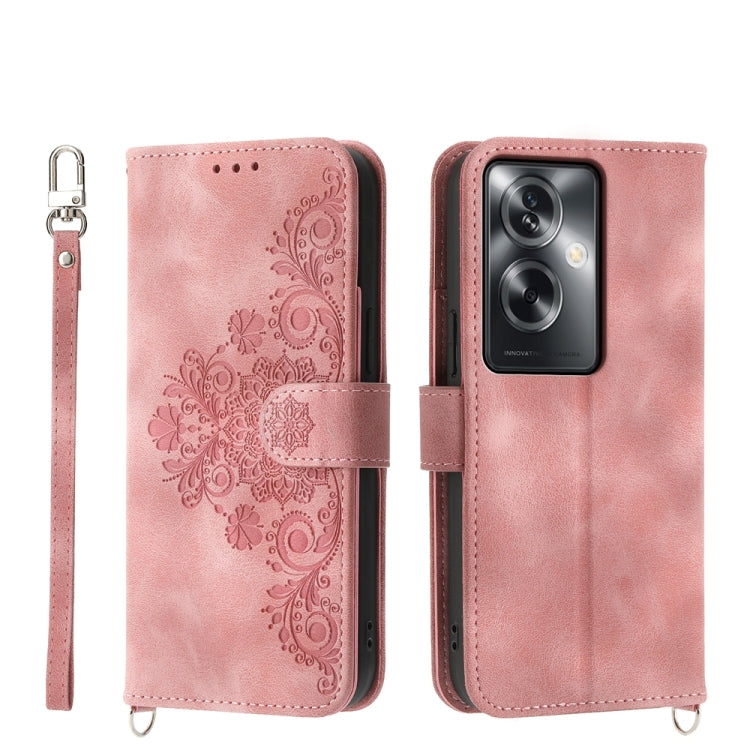 Skin Feel Flowers Embossed Wallet Leather Phone Case, For OPPO A5 PRO 5G Global, For OPPO Reno13 F 4G / 5G, For OPPO A3 4G / 5G / A3X 4G / 5G India, For OPPO Reno12 F 4G / 5G / F27 India, For OPPO A3 Pro 5G, For OPPO Reno11 F, For OPPO Reno11 Pro������...