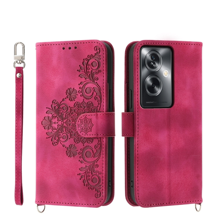 Skin Feel Flowers Embossed Wallet Leather Phone Case, For OPPO A5 PRO 5G Global, For OPPO Reno13 F 4G / 5G, For OPPO A3 4G / 5G / A3X 4G / 5G India, For OPPO Reno12 F 4G / 5G / F27 India, For OPPO A3 Pro 5G, For OPPO Reno11 F, For OPPO Reno11 Pro������...
