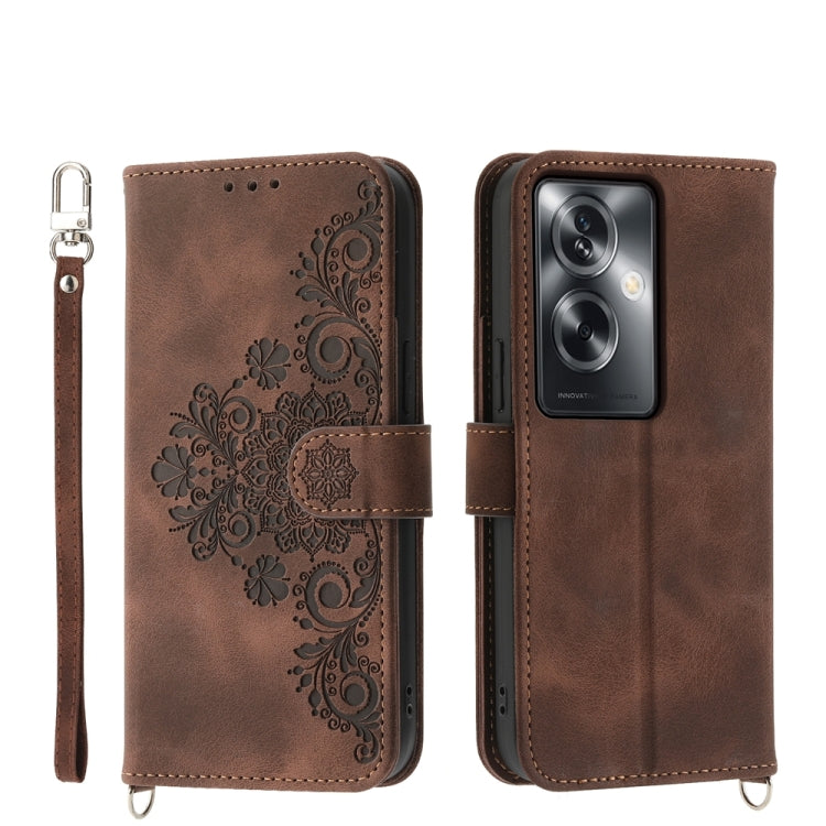 Skin Feel Flowers Embossed Wallet Leather Phone Case, For OPPO A5 PRO 5G Global, For OPPO Reno13 F 4G / 5G, For OPPO A3 4G / 5G / A3X 4G / 5G India, For OPPO Reno12 F 4G / 5G / F27 India, For OPPO A3 Pro 5G, For OPPO Reno11 F, For OPPO Reno11 Pro������...