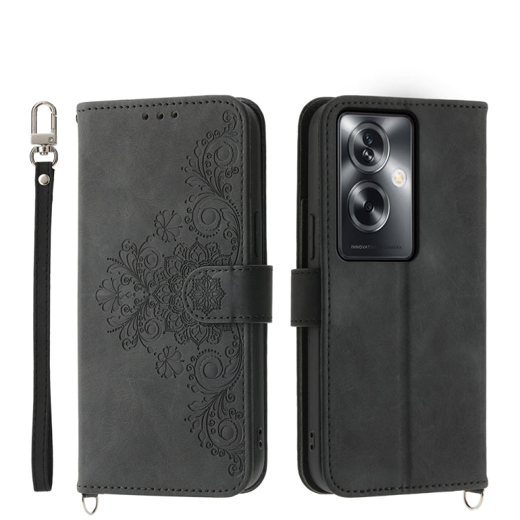 Skin Feel Flowers Embossed Wallet Leather Phone Case, For OPPO A5 PRO 5G Global, For OPPO Reno13 F 4G / 5G, For OPPO A3 4G / 5G / A3X 4G / 5G India, For OPPO Reno12 F 4G / 5G / F27 India, For OPPO A3 Pro 5G, For OPPO Reno11 F, For OPPO Reno11 Pro������...