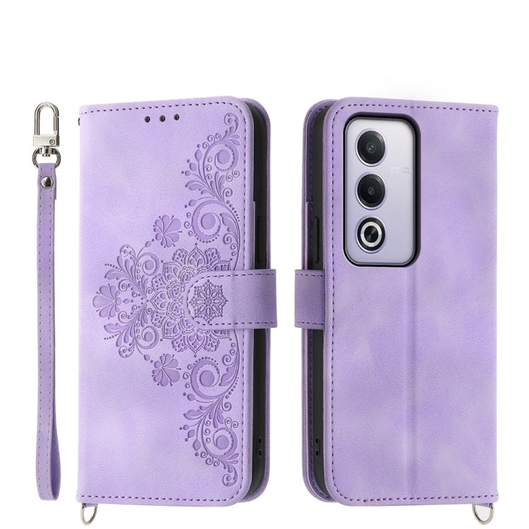 Skin Feel Flowers Embossed Wallet Leather Phone Case, For OPPO A5 PRO 5G Global, For OPPO Reno13 F 4G / 5G, For OPPO A3 4G / 5G / A3X 4G / 5G India, For OPPO Reno12 F 4G / 5G / F27 India, For OPPO A3 Pro 5G, For OPPO Reno11 F, For OPPO Reno11 Pro������...