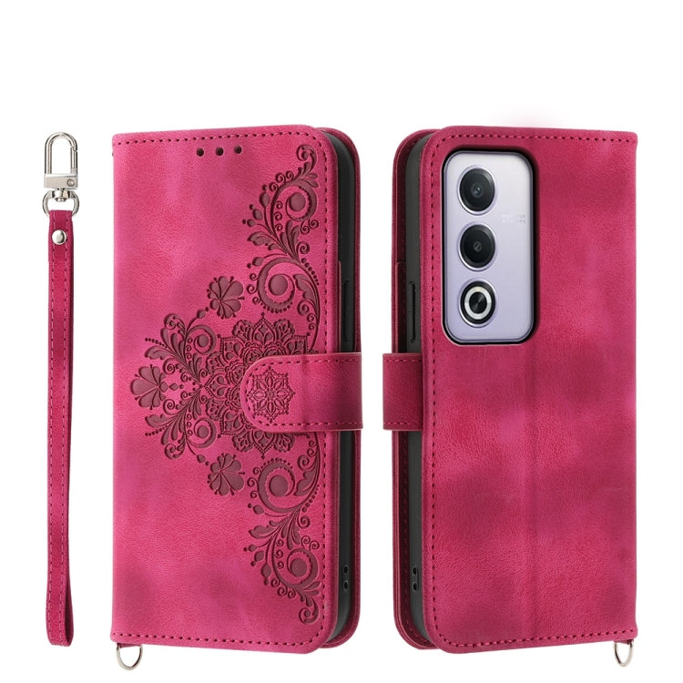 Skin Feel Flowers Embossed Wallet Leather Phone Case, For OPPO A5 PRO 5G Global, For OPPO Reno13 F 4G / 5G, For OPPO A3 4G / 5G / A3X 4G / 5G India, For OPPO Reno12 F 4G / 5G / F27 India, For OPPO A3 Pro 5G, For OPPO Reno11 F, For OPPO Reno11 Pro������...
