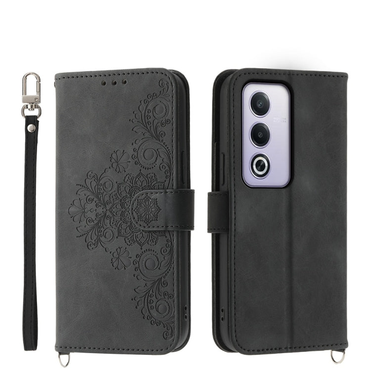 Skin Feel Flowers Embossed Wallet Leather Phone Case, For OPPO A5 PRO 5G Global, For OPPO Reno13 F 4G / 5G, For OPPO A3 4G / 5G / A3X 4G / 5G India, For OPPO Reno12 F 4G / 5G / F27 India, For OPPO A3 Pro 5G, For OPPO Reno11 F, For OPPO Reno11 Pro������...