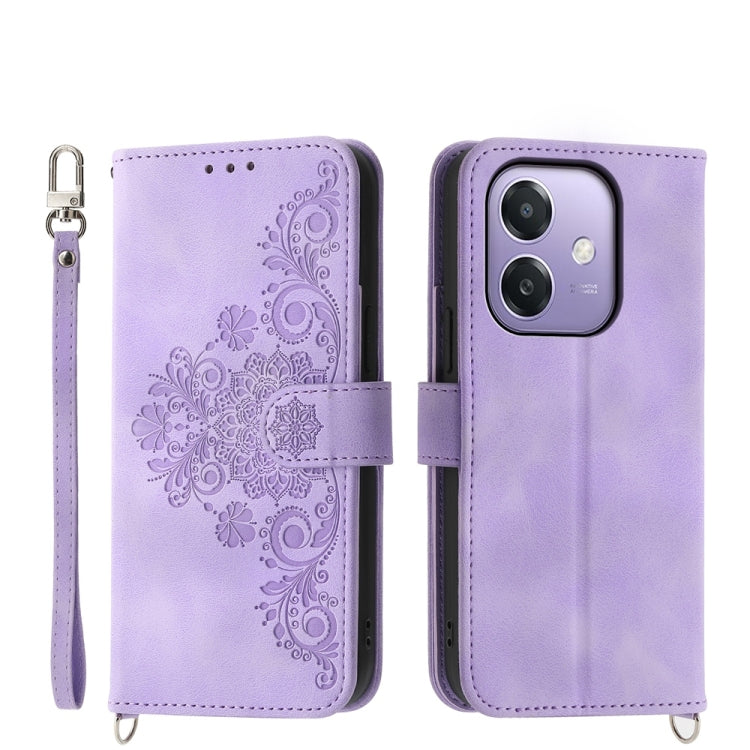 Skin Feel Flowers Embossed Wallet Leather Phone Case, For OPPO A5 PRO 5G Global, For OPPO Reno13 F 4G / 5G, For OPPO A3 4G / 5G / A3X 4G / 5G India, For OPPO Reno12 F 4G / 5G / F27 India, For OPPO A3 Pro 5G, For OPPO Reno11 F, For OPPO Reno11 Pro������...