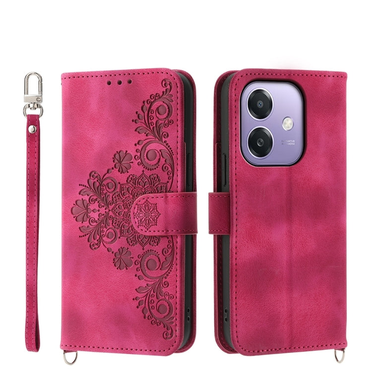Skin Feel Flowers Embossed Wallet Leather Phone Case, For OPPO A5 PRO 5G Global, For OPPO Reno13 F 4G / 5G, For OPPO A3 4G / 5G / A3X 4G / 5G India, For OPPO Reno12 F 4G / 5G / F27 India, For OPPO A3 Pro 5G, For OPPO Reno11 F, For OPPO Reno11 Pro������...