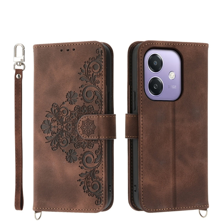 Skin Feel Flowers Embossed Wallet Leather Phone Case, For OPPO A5 PRO 5G Global, For OPPO Reno13 F 4G / 5G, For OPPO A3 4G / 5G / A3X 4G / 5G India, For OPPO Reno12 F 4G / 5G / F27 India, For OPPO A3 Pro 5G, For OPPO Reno11 F, For OPPO Reno11 Pro������...