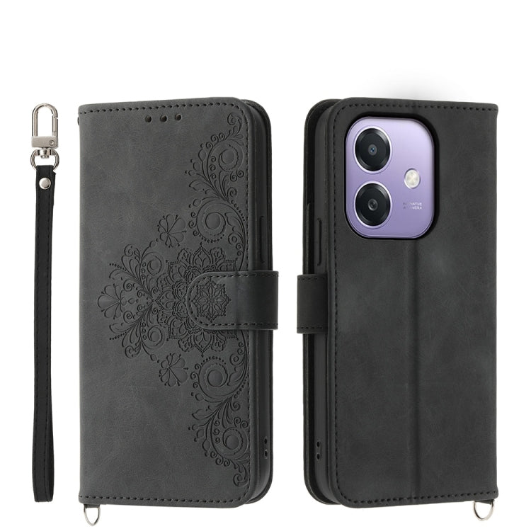 Skin Feel Flowers Embossed Wallet Leather Phone Case, For OPPO A5 PRO 5G Global, For OPPO Reno13 F 4G / 5G, For OPPO A3 4G / 5G / A3X 4G / 5G India, For OPPO Reno12 F 4G / 5G / F27 India, For OPPO A3 Pro 5G, For OPPO Reno11 F, For OPPO Reno11 Pro������...