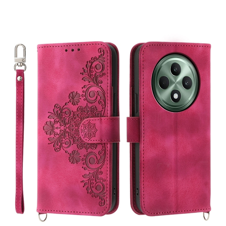 Skin Feel Flowers Embossed Wallet Leather Phone Case, For OPPO A5 PRO 5G Global, For OPPO Reno13 F 4G / 5G, For OPPO A3 4G / 5G / A3X 4G / 5G India, For OPPO Reno12 F 4G / 5G / F27 India, For OPPO A3 Pro 5G, For OPPO Reno11 F, For OPPO Reno11 Pro������...