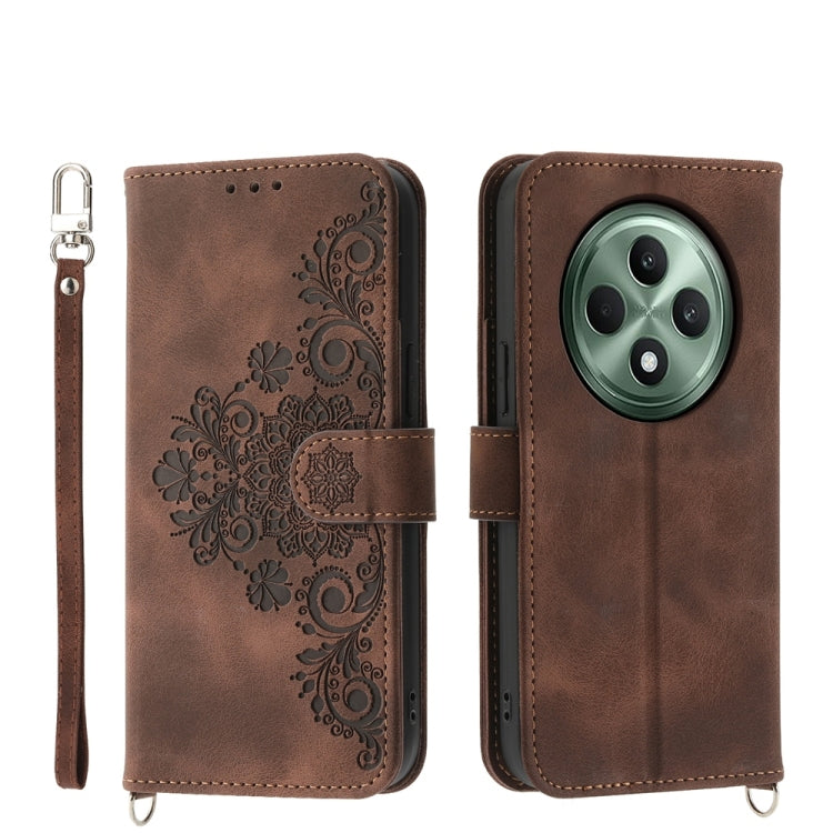 Skin Feel Flowers Embossed Wallet Leather Phone Case, For OPPO A5 PRO 5G Global, For OPPO Reno13 F 4G / 5G, For OPPO A3 4G / 5G / A3X 4G / 5G India, For OPPO Reno12 F 4G / 5G / F27 India, For OPPO A3 Pro 5G, For OPPO Reno11 F, For OPPO Reno11 Pro������...