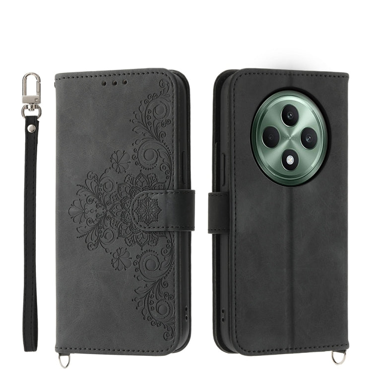 Skin Feel Flowers Embossed Wallet Leather Phone Case, For OPPO A5 PRO 5G Global, For OPPO Reno13 F 4G / 5G, For OPPO A3 4G / 5G / A3X 4G / 5G India, For OPPO Reno12 F 4G / 5G / F27 India, For OPPO A3 Pro 5G, For OPPO Reno11 F, For OPPO Reno11 Pro������...