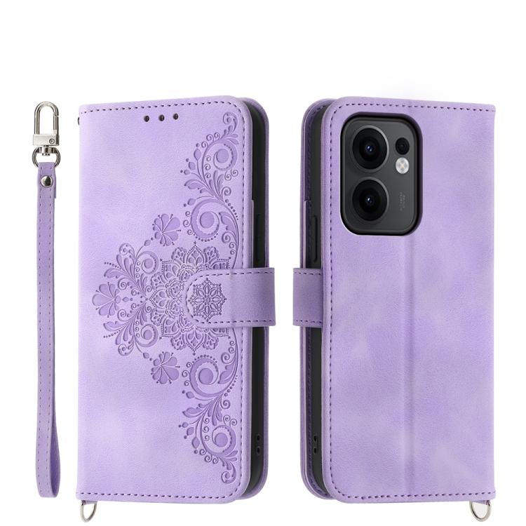 Skin Feel Flowers Embossed Wallet Leather Phone Case, For OPPO A5 PRO 5G Global, For OPPO Reno13 F 4G / 5G, For OPPO A3 4G / 5G / A3X 4G / 5G India, For OPPO Reno12 F 4G / 5G / F27 India, For OPPO A3 Pro 5G, For OPPO Reno11 F, For OPPO Reno11 Pro������...
