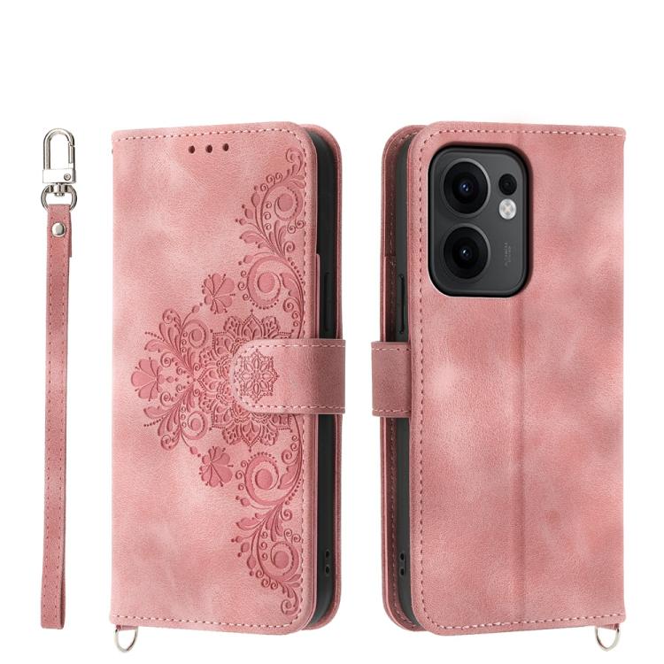 Skin Feel Flowers Embossed Wallet Leather Phone Case, For OPPO A5 PRO 5G Global, For OPPO Reno13 F 4G / 5G, For OPPO A3 4G / 5G / A3X 4G / 5G India, For OPPO Reno12 F 4G / 5G / F27 India, For OPPO A3 Pro 5G, For OPPO Reno11 F, For OPPO Reno11 Pro������...