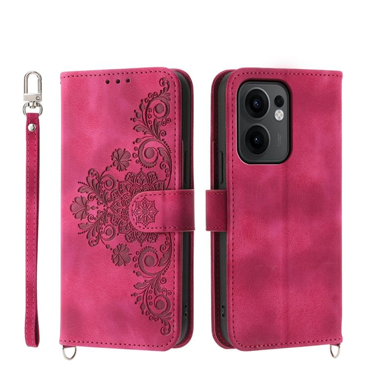 Skin Feel Flowers Embossed Wallet Leather Phone Case, For OPPO A5 PRO 5G Global, For OPPO Reno13 F 4G / 5G, For OPPO A3 4G / 5G / A3X 4G / 5G India, For OPPO Reno12 F 4G / 5G / F27 India, For OPPO A3 Pro 5G, For OPPO Reno11 F, For OPPO Reno11 Pro������...