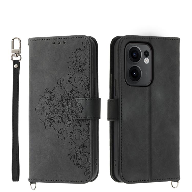 Skin Feel Flowers Embossed Wallet Leather Phone Case, For OPPO A5 PRO 5G Global, For OPPO Reno13 F 4G / 5G, For OPPO A3 4G / 5G / A3X 4G / 5G India, For OPPO Reno12 F 4G / 5G / F27 India, For OPPO A3 Pro 5G, For OPPO Reno11 F, For OPPO Reno11 Pro������...